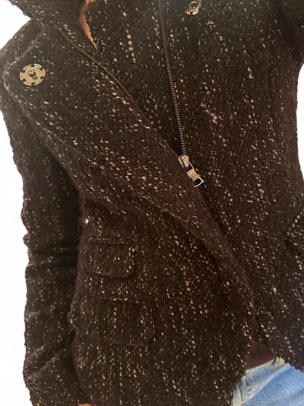 banana republic wool boucle / tweed zip blazer